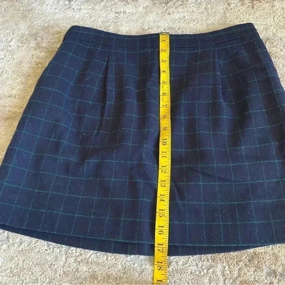 J. Crew Plaid Wool Mini Skirt A-Line Lined Blue Green: 8 - Picture 2 of 6